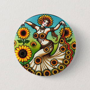 Sunflower Belly Dancer Button