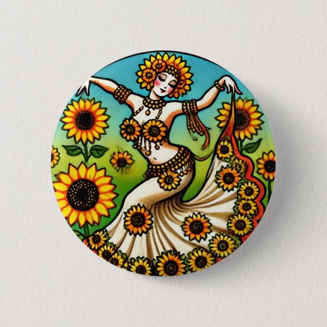 Sunflower Belly Dancer                             Button (Front)