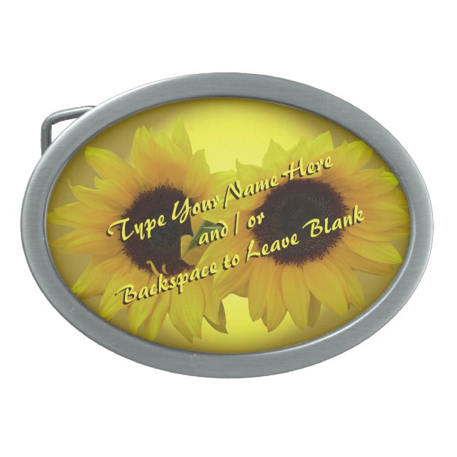 Sunflower Belt Buckle Personalize Sunflower Buckle (Front)