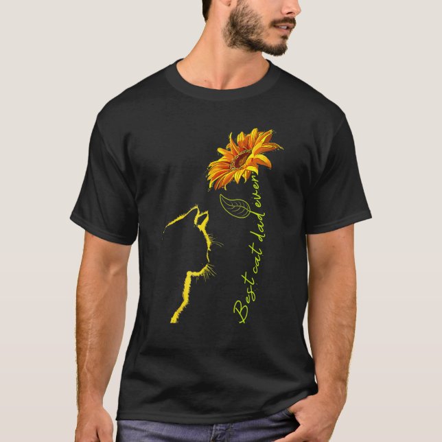 Sunflower Best Cat Dad Ever Cute Cat Father Day 5 T-Shirt (Front)
