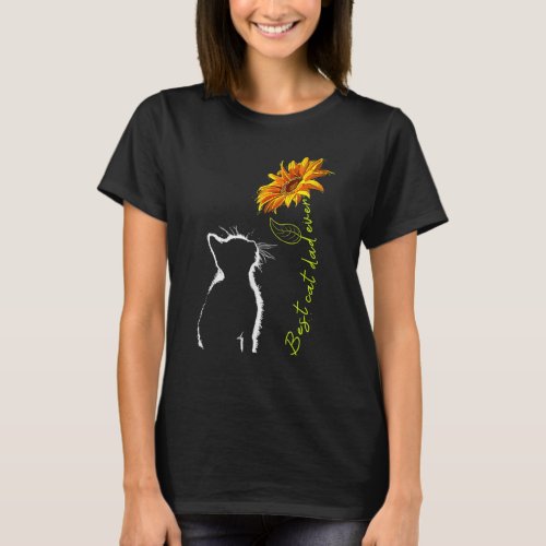 Sunflower Best Cat Dad Ever Cute Cat Father Day 7 T_Shirt