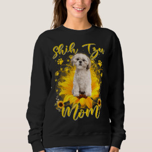 Sunflower Best Dog Mom Ever Funny Shih Tzu Dog Sweatshirt