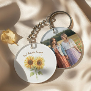 Sunflower Best Friends Photo – Keepsake Gift Keychain