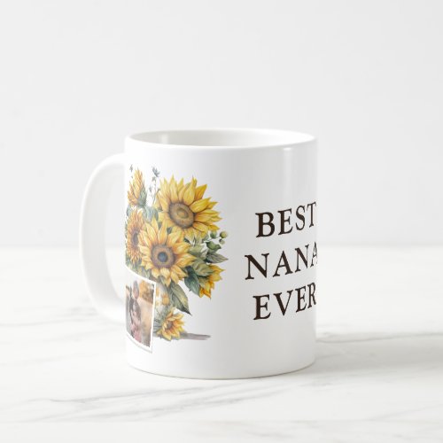 Sunflower Best Nana Ever Floral Photo Coffee Mug