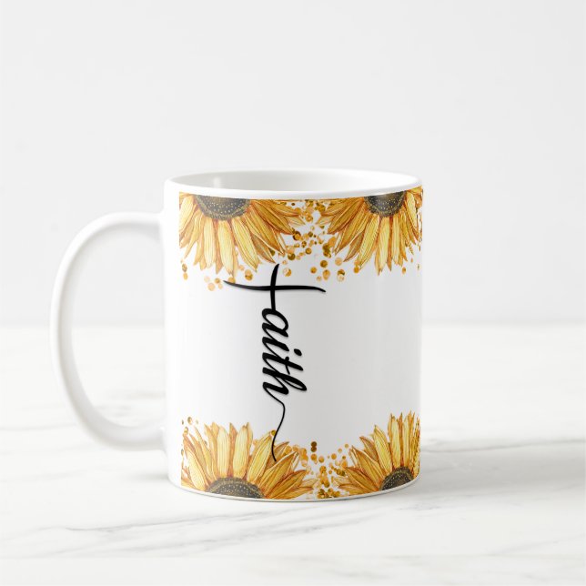 Sunflower Bible Emergency Numbers, Bible Verses Coffee Mug (Left)