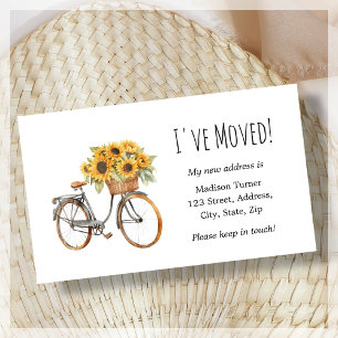 Sunflower Bicycle I've Moved Announcement Card