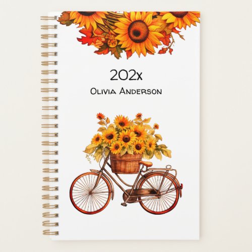 Sunflower Bicycle Weekly Monthly 2024 Planner