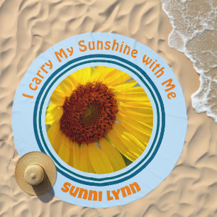 Sunflower Big Bright Photographic Flower Round Beach Towel