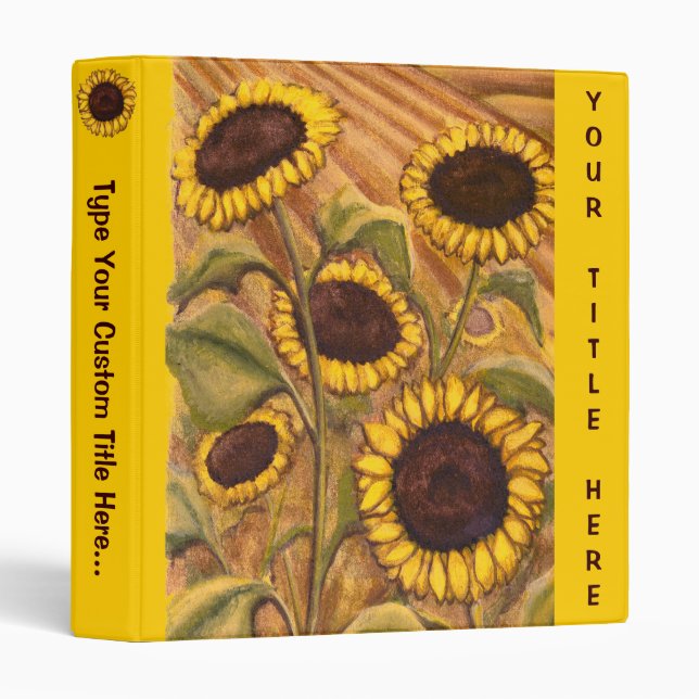 Sunflower Binder Book Custom Sunflower School Bind (Front/Spine)