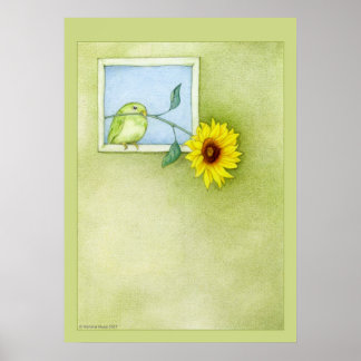 Sunflower Bird Poster