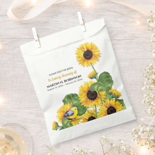 Sunflower Bird Seed Packet Funeral Memorial Favor Bag