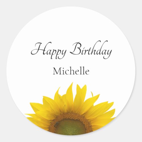 Sunflower Birthday Classic Round Sticker