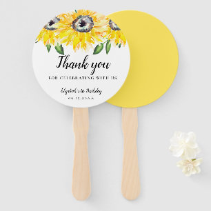 Sunflower Birthday First One Watercolor Floral 1st Hand Fan