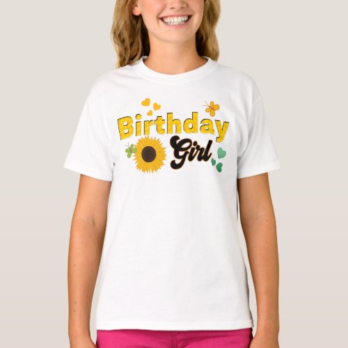 Sunflower Birthday Girl Party Rustic Yellow Floral T_Shirt