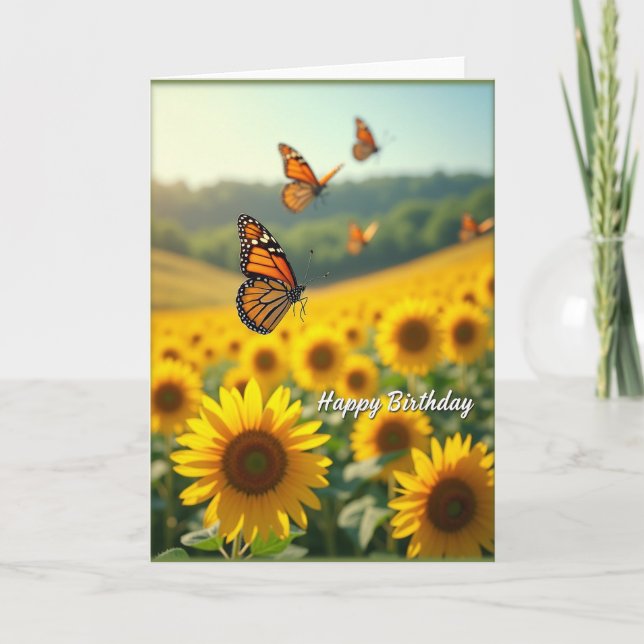 Sunflower Birthday Insect Card (Front)