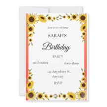 Sunflower birthday invitation