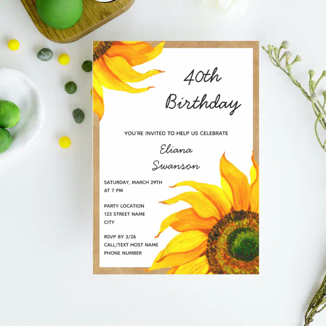 Sunflower Birthday Invitation | Zazzle