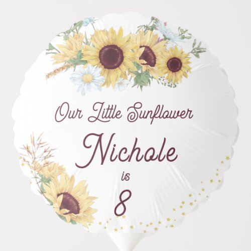 Sunflower Birthday Invitation 8th Birthday Balloon