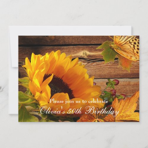 Sunflower Birthday Invitations Rustic Country Fall
