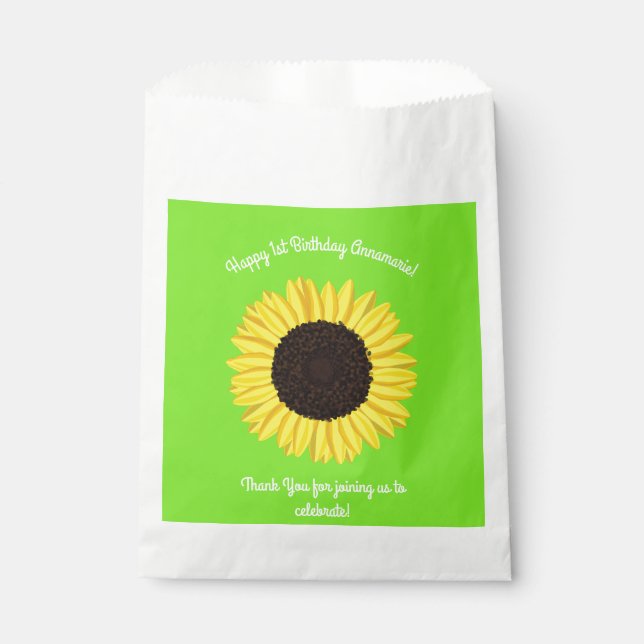 Sunflower Birthday Party Favor Bag (Front)