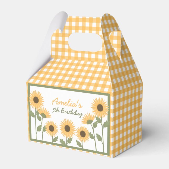 Sunflower Birthday Party Favor Boxes (Front Side)