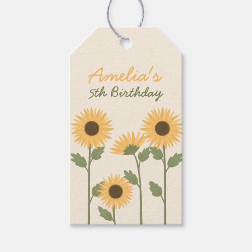 Sunflower Birthday Party Favor or Gift Tags