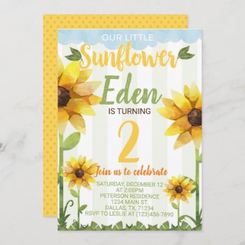 Sunflower Birthday Party Invitation Invite by PerfectPrintableCo at Zazzle