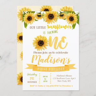 Sunflower Birthday Party Invitations