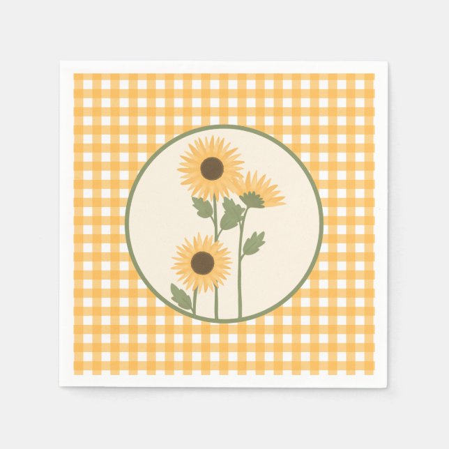 Sunflower Birthday Party Napkins (Front)