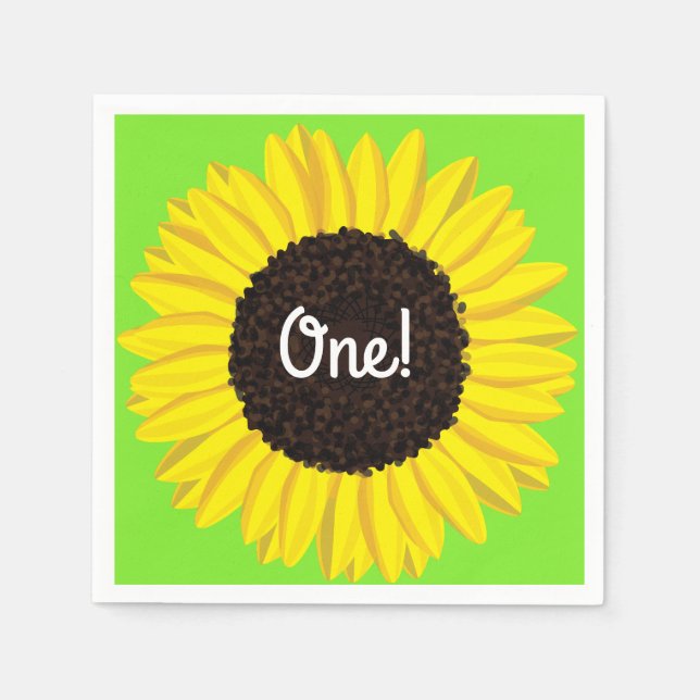 Sunflower Birthday Party Napkins (Front)
