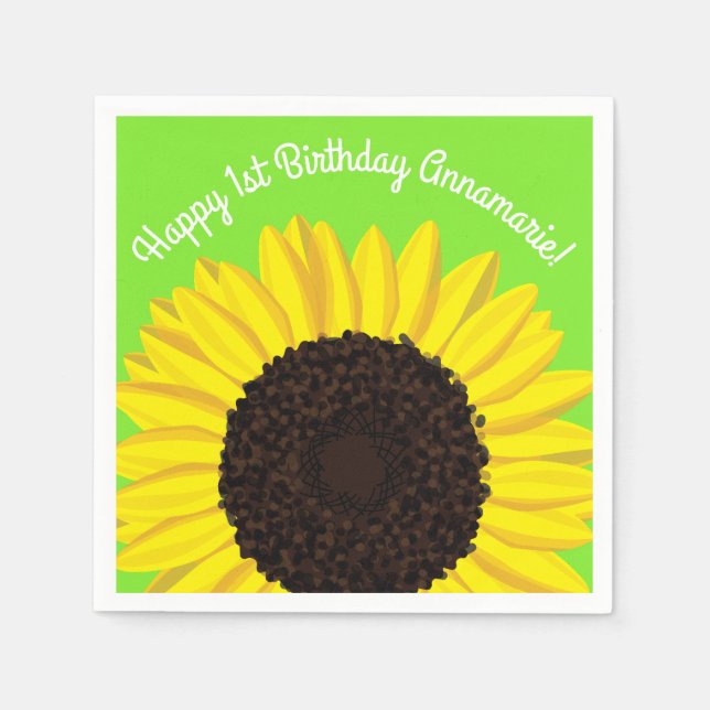 Sunflower Birthday Party Napkins (Front)