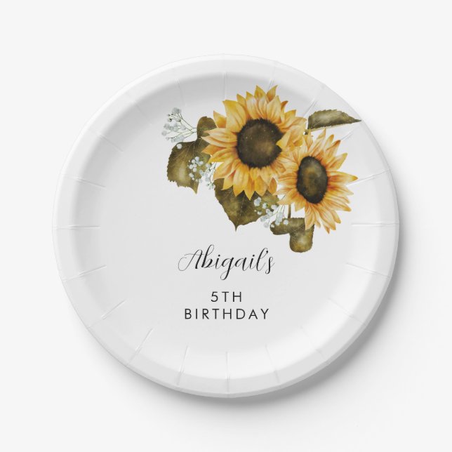 Sunflower Birthday Party  Paper Plates (Front)