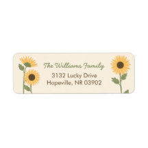 Sunflower Birthday Return Address Labels