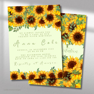 Sunflower Birthday Rustic Yellow Floral Invitation