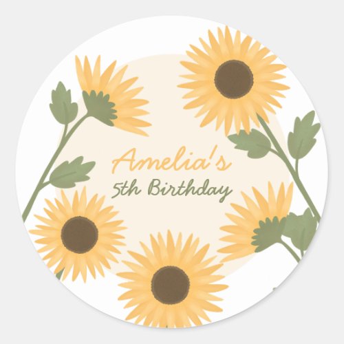 Sunflower Birthday Sticker Party Favors Gift Tags