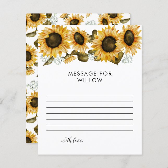 Sunflower Birthday Time Capsule Message Card (Front/Back)