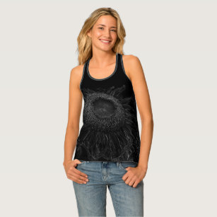 Half Sunflower Vintage Black And White Art Tank Top