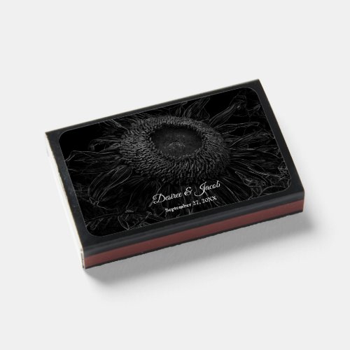 Sunflower Black And White Floral Art Elegant Matchboxes