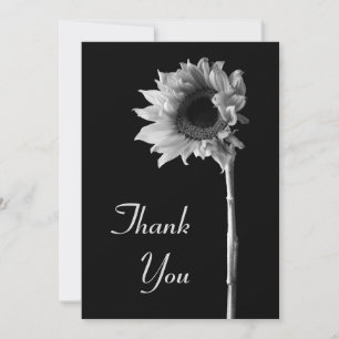 Sunflower Black and White Photograph Thank You Card