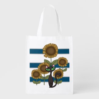 Sunflowers and Cats Tote Bags