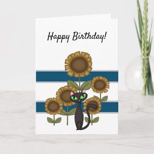 Sunflower Black Cat    Card