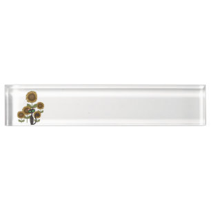 Sunflower Black Cat Desk Name Plate