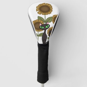 Sunflower Black Cat     Golf Head Cover by bonfirecats at Zazzle