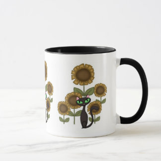 Sunflower Black Cat Mug