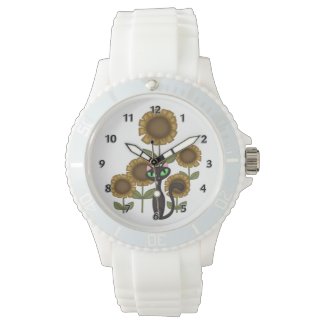 Sunflower Black Cat Personalized Watches