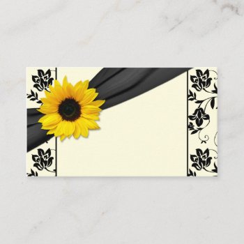 Sunflower Black Cream Floral Wedding Place Cards by wasootch at Zazzle