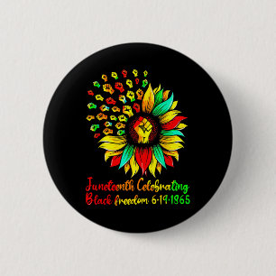 Sunflower Black Freedom June 19 1865 Juneteenth Af Button