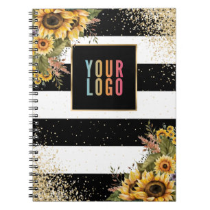 Sunflower Black Gold Logo Promotional Business Notebook