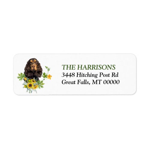 Sunflower Black Tan Cocker Spaniel Label