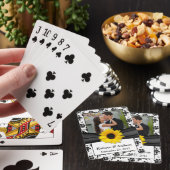 Sunflower Black White Damask Wedding Playing Cards (In Situ)